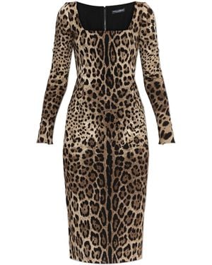 Dolce & Gabbana Dress With Animal Print - Brown