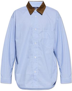 Comme des Garçons Shirt With A Corduroy Collar - Blue