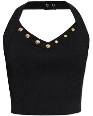 Balmain Short Sleeveless Top - Black