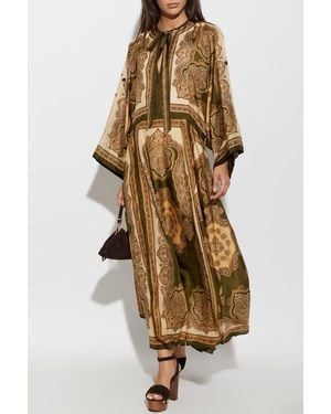 Zimmermann Silk Dress With Wide Sleeves - Natural