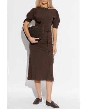 Lemaire Cotton Dress With Short Sleeves - Brown