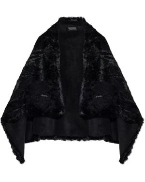 Balenciaga Faux Fur Cape From The Skiwear Collection - Black