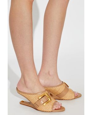 Balmain "Anthem" Wedge Sandals - Natural