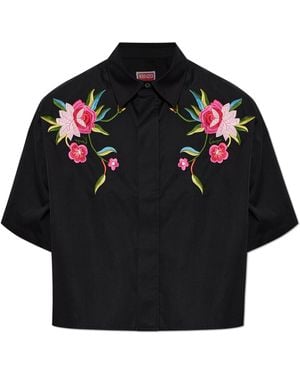 KENZO Shirt With Colourful Embroidery - Black