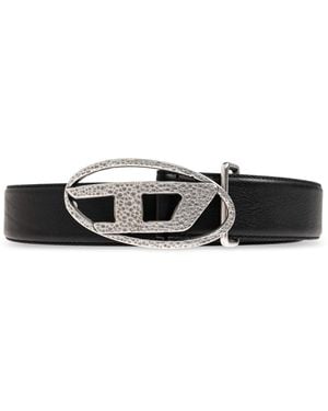DIESEL Leather Belt "Oval D Logo" - Black