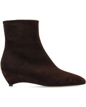 Jil Sander Suede Wedge Ankle Boots - Black