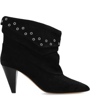 Isabel Marant Suede Heeled Ankle Boots 'Lyone' - Black