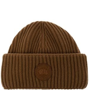 Canada Goose Wool Beanie With Embroidered Logo - Brown