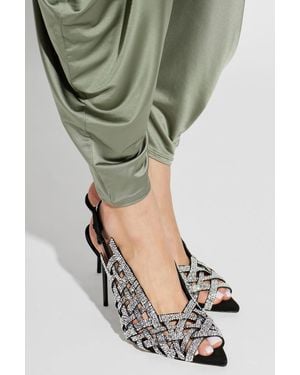 Balmain Leather Heeled Sandals - Green