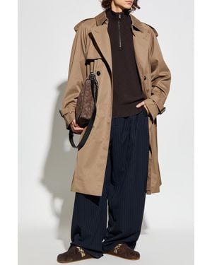 Burberry Double-Breasted Trench Coat With Belt - Blue