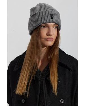 Ami Paris Wool Beanie With Logo - Black