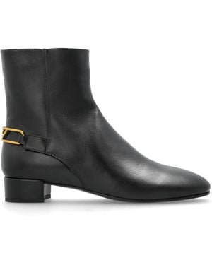 Emporio Armani Leather Ankle Boots With Heels - Black