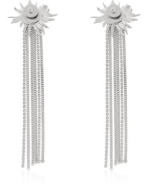 McQueen Earrings With Shimmering Crystals - White