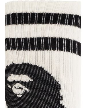 A Bathing Ape Socks With Logo - Black