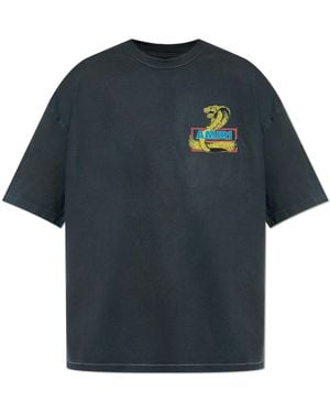 Amiri T-Shirt With Print And Shimmering Appliqués - Blue