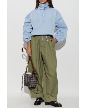 Marni Wide-Leg Cotton Pants - Green