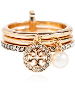 Tory Burch Ring With Shimmering Crystals - Metallic