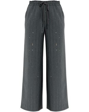 Self-Portrait Trousers With Shimmering Sequins - Black