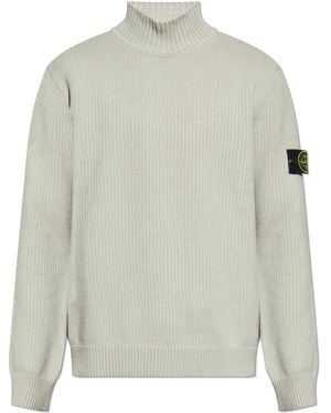 Stone Island Turtleneck With Logo - White