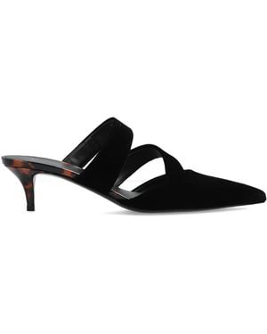 Balmain Leather Heeled Mules - Black