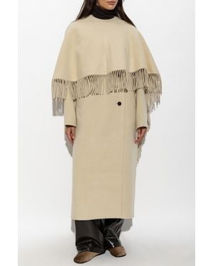 Rohe Wool Coat With Scarf - Natural