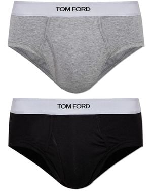 Tom Ford Two-Pack Of Cotton Briefs With Logo - Grey