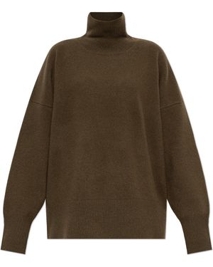 Rohe Wool Turtleneck With Fringes - Brown