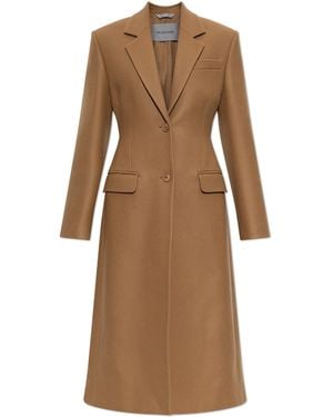 Balenciaga Wool Coat With A Single Vent - Natural