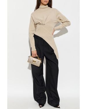 Lanvin Asymmetrical Turtleneck With Appliqué - White