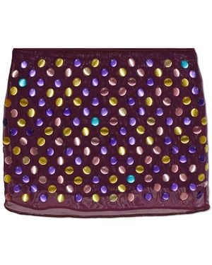 Oséree Short Skirt With Colourful Appliqués - Red
