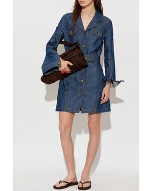 Moschino Denim Dress With Belt - Blue