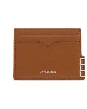 JW Anderson Leather Card Holder With Logo - Brown