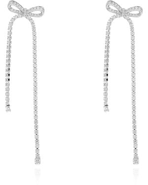 Self-Portrait Earrings With Shimmering Crystals - Metallic