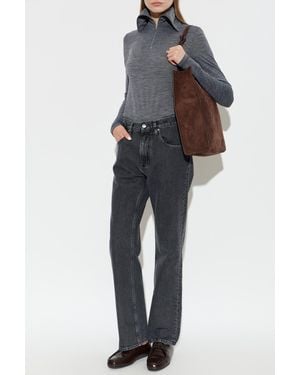 Jil Sander Top With A Stand-Up Collar - Gray