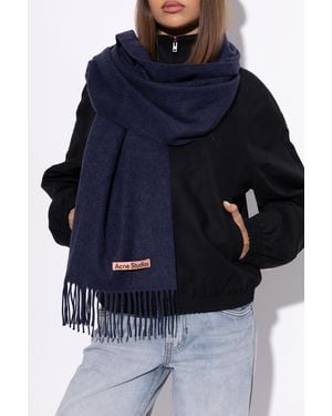 Acne Studios Wool Scarf With Fringing - Blue