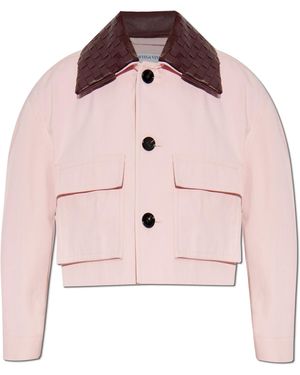 Bottega Veneta Cotton Jacket With Detachable Leather Collar - Pink