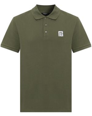 Balmain Polo With Embroidered Logo - Green
