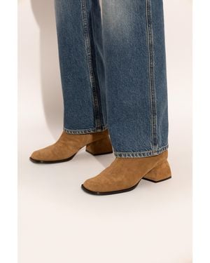 NODALETO Suede Heeled Ankle Boots - Blue