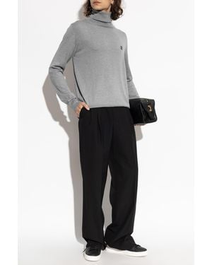 Balmain Turtleneck With Logo - Gray