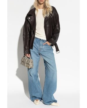 Gestuz Leather Jacket 'Gzvida' - Blue