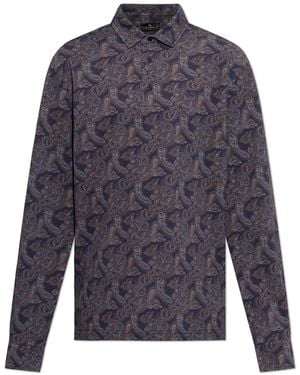 Etro Patterned Polo Shirt With Long Sleeves - Blue