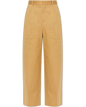 Loewe Cotton Pleated Trousers - Natural