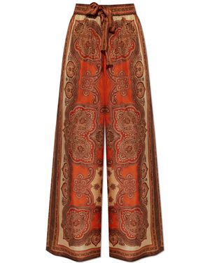 Zimmermann Silk Wide-Leg Trousers - Brown