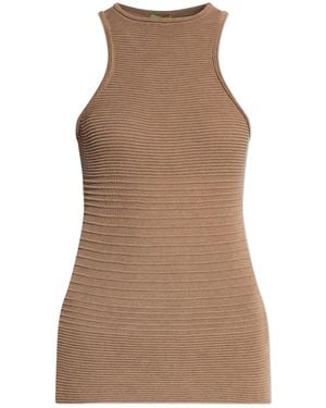 GAUGE81 Textured Ribbed Fitted Top With Back Cutout - Natural
