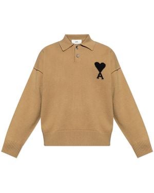 Ami Paris Wool Polo - Natural