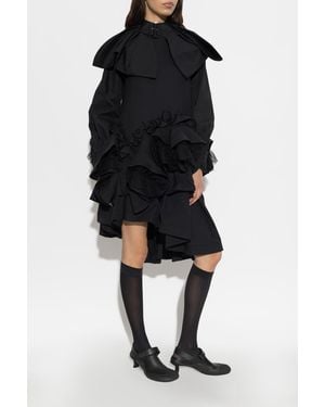Comme des Garçons Wool Dress With Ruffles - Black
