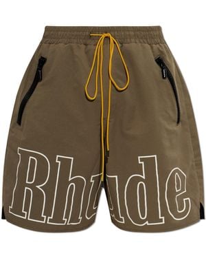 Rhude Shorts With Logo - Green
