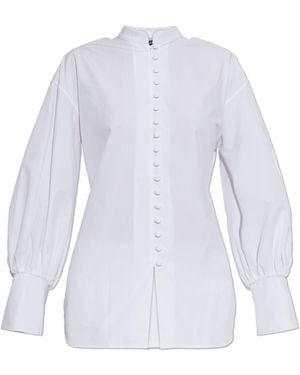 Balmain Cotton Shirt With A Stand-Up Collar - White