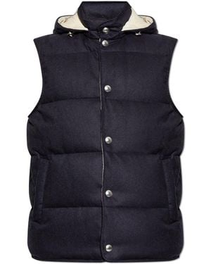 Eleventy Quilted Vest With Detachable Hood - Blue