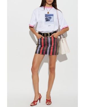 Versace Short Denim Skirt - White